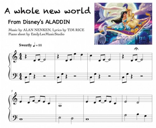 A whole new world 
Piano solo - 簡易版